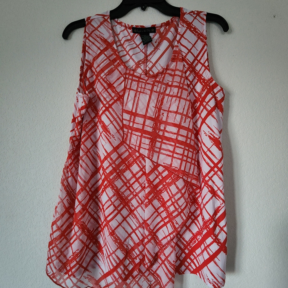 Suzie In The City Red and White Plaid Tank Top